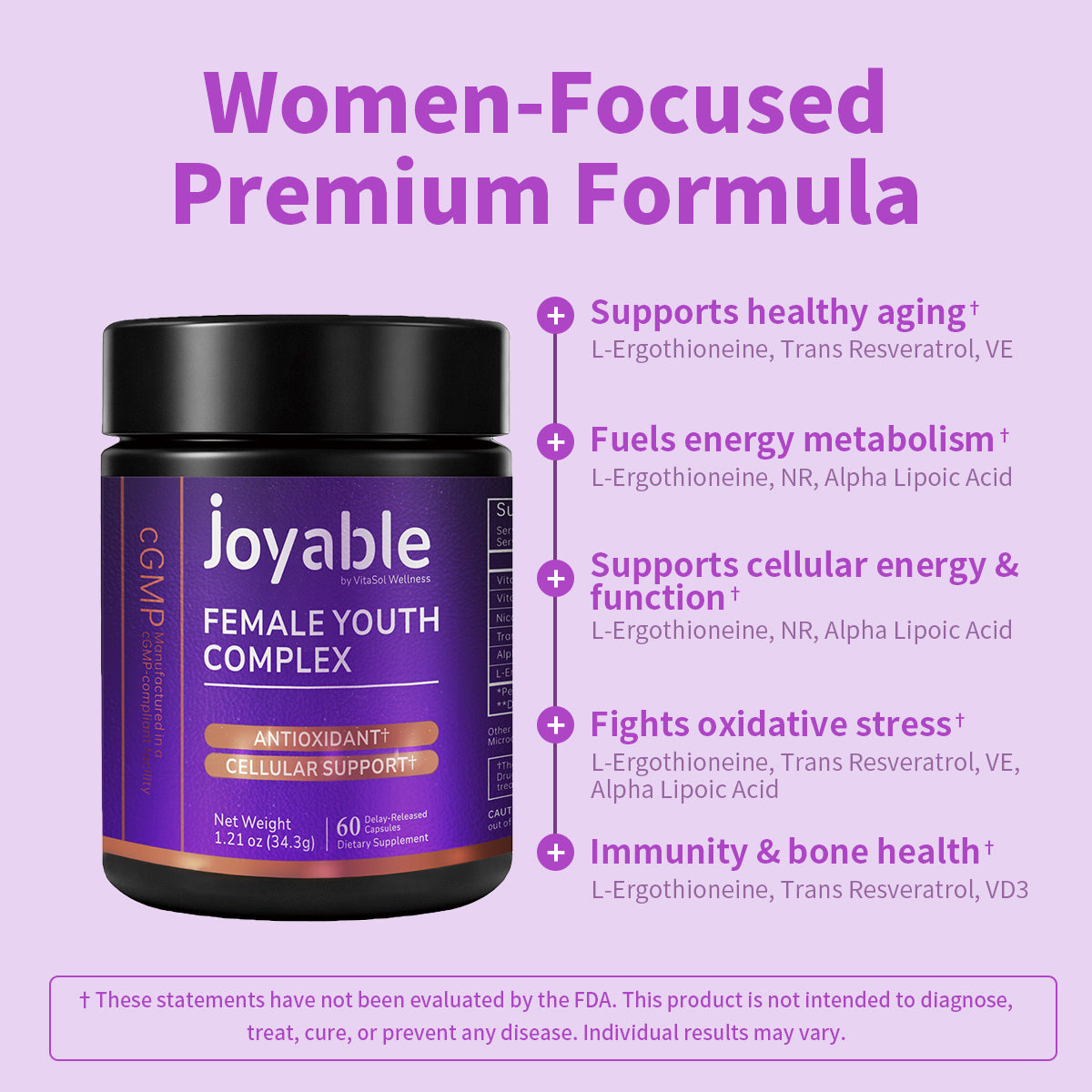 Joyable 麦角硫因女士胶囊，60 粒